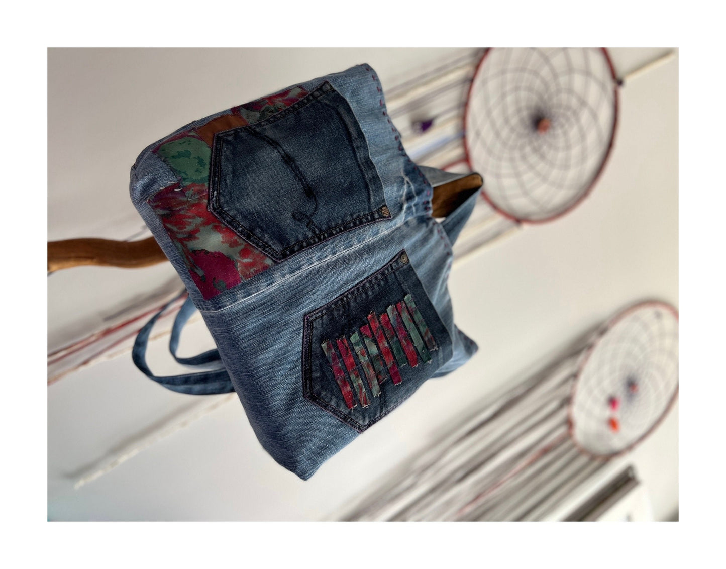 Denim Boro Tote Bag — Abstract Patchwork, Handmade & One-of-a-Kind