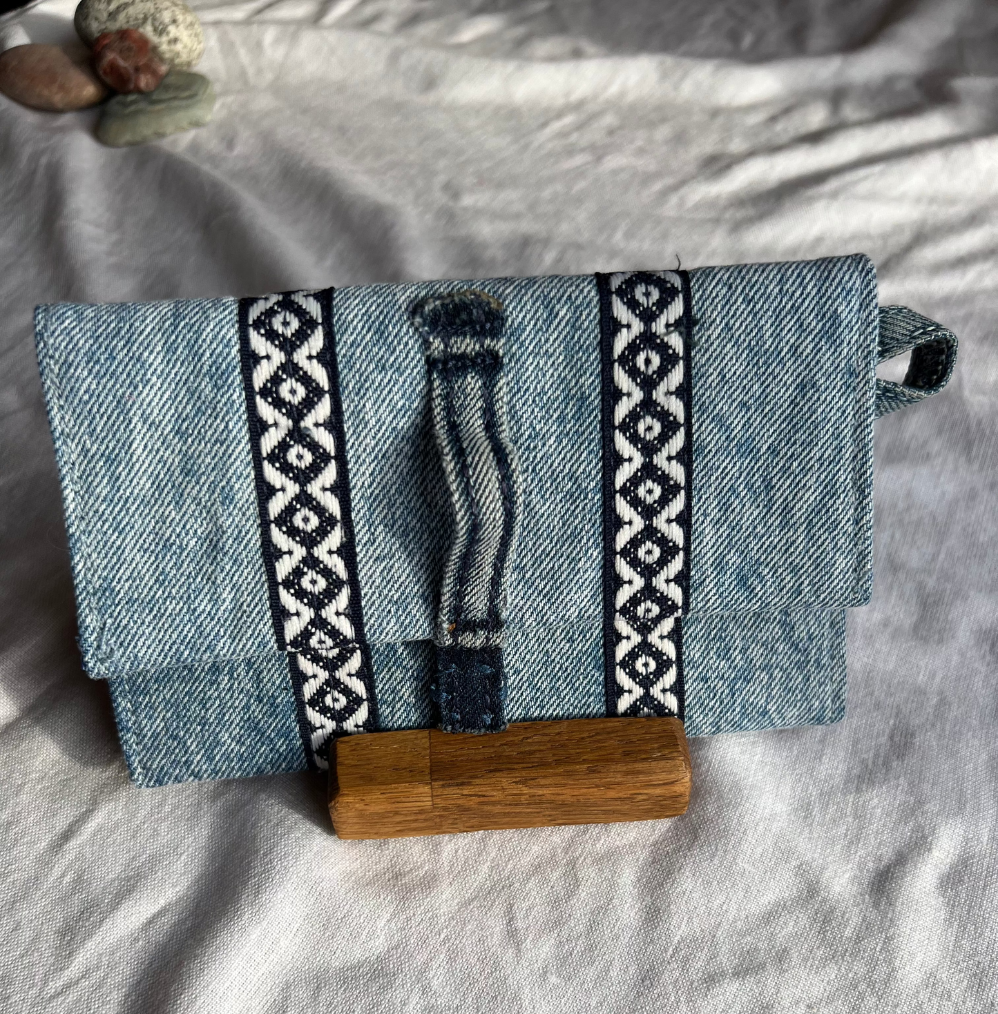 Denim Tütün Kesesi / Stripes
